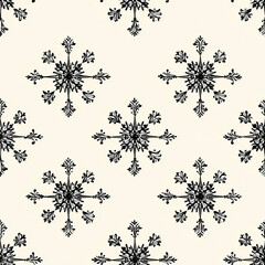 Intricate snowflake pattern design artistic illustration textile print minimalist style close-up view seasonal aesthetic