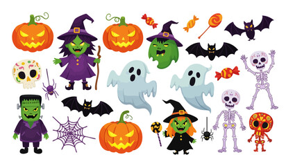 Naklejka premium Halloween Characters and Symbols Collection