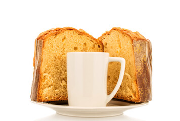Traditional Easter cake isolated on white background, close-up.