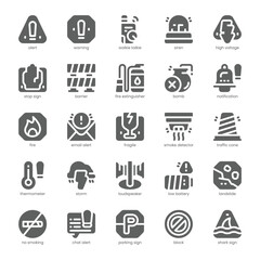 Alert and Warning Icon pack for your website, mobile, presentation, and logo design. Alert and Warning Icon solid design. Vector graphics illustration and editable stroke.