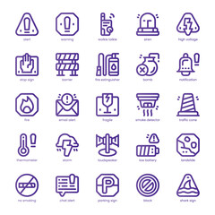 Alert and Warning Icon pack for your website, mobile, presentation, and logo design. Alert and Warning Icon line basic color design. Vector graphics illustration and editable stroke.