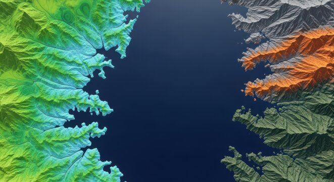 Digital Elevation Model Visualization Showing Geographical Data