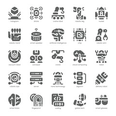 Artificial Intelligence Icon pack for your website, mobile, presentation, and logo design. Artificial Intelligence Icon solid design. Vector graphics illustration and editable stroke.