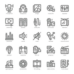 Audio and Video Icon pack for your website, mobile, presentation, and logo design. Audio and Video Icon outline design. Vector graphics illustration and editable stroke.