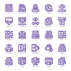 Atm Icon pack for your website, mobile, presentation, and logo design. Atm Icon line basic color design. Vector graphics illustration and editable stroke.