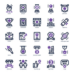 Award Icon pack for your website, mobile, presentation, and logo design. Award Icon dual tone design. Vector graphics illustration and editable stroke.