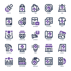 Brand Identity Icon pack for your website, mobile, presentation, and logo design. Brand Identity Icon dual tone design. Vector graphics illustration and editable stroke.