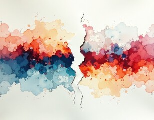 Obraz premium Vibrant Watercolor Splatter on Ripped Paper Abstract Background