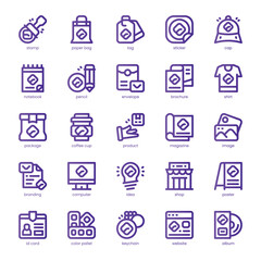 Brand Identity Icon pack for your website, mobile, presentation, and logo design. Brand Identity Icon line basic color design. Vector graphics illustration and editable stroke.