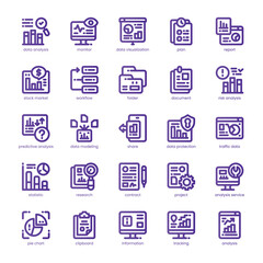 Business Analysis Icon pack for your website, mobile, presentation, and logo design. Business Analysis Icon line basic color design. Vector graphics illustration and editable stroke.