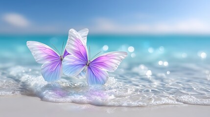 Two Vibrant Butterflies Pristine White