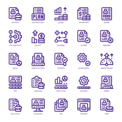 Business Portfolio Icon pack for your website, mobile, presentation, and logo design. Business Portfolio Icon line basic color design. Vector graphics illustration and editable stroke.