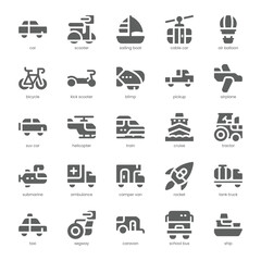 Car and Transportation Icon pack for your website, mobile, presentation, and logo design. Car and Transportation Icon solid design. Vector graphics illustration and editable stroke.