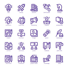 Creative Agency Icon pack for your website, mobile, presentation, and logo design. Creative Agency Icon line basic color design. Vector graphics illustration and editable stroke.