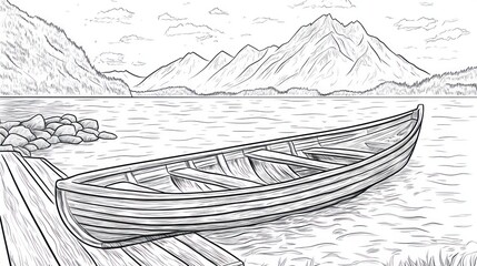 Lake scene with rowboat sketch