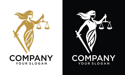 Creative lady god justice law logo