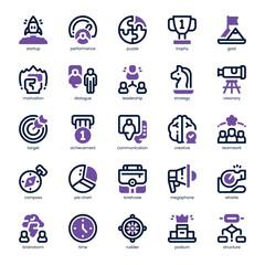 Leadership Icon pack for your website, mobile, presentation, and logo design. Leadership Icon dual tone design. Vector graphics illustration and editable stroke.