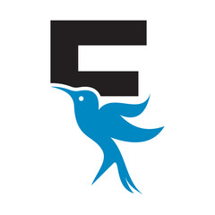 Bird Logo combine with letter F vector template