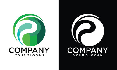 Creative letter "P" or "C" within a circular shape, with a gradient of green colors. The design is similar to a modern gradient lowercase e logo