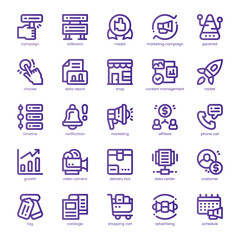 Marketing Campaign Icon pack for your website, mobile, presentation, and logo design. Marketing Campaign Icon line basic color design. Vector graphics illustration and editable stroke.