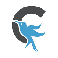 Bird Logo combine with letter C vector template