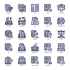 Regulation Icon pack for your website, mobile, presentation, and logo design. Regulation Icon dual tone design. Vector graphics illustration and editable stroke.