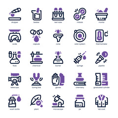 Science Lab Icon pack for your website, mobile, presentation, and logo design. Science Lab Icon dual tone design. Vector graphics illustration and editable stroke.