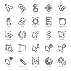 Selection and Cursor Icon pack for your website, mobile, presentation, and logo design. Selection and Cursor Icon outline design. Vector graphics illustration and editable stroke.