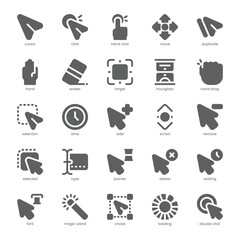 Selection and Cursor Icon pack for your website, mobile, presentation, and logo design. Selection and Cursor Icon solid design. Vector graphics illustration and editable stroke.