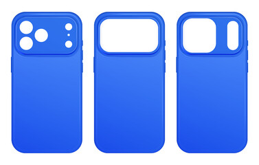 Silicone phone case mockup, cover, back view, isolated on transparent background. Smartphone accessories ready for logo or pattern 