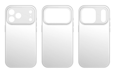 Silicone phone case mockup, white cover, back view, isolated on transparent background. Smartphone accessories ready for logo or pattern 