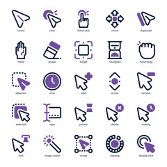 Selection and Cursor Icon pack for your website, mobile, presentation, and logo design. Selection and Cursor Icon dual tone design. Vector graphics illustration and editable stroke.