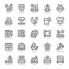Selfcare Routine Icon pack for your website, mobile, presentation, and logo design. Selfcare Routine Icon outline design. Vector graphics illustration and editable stroke.