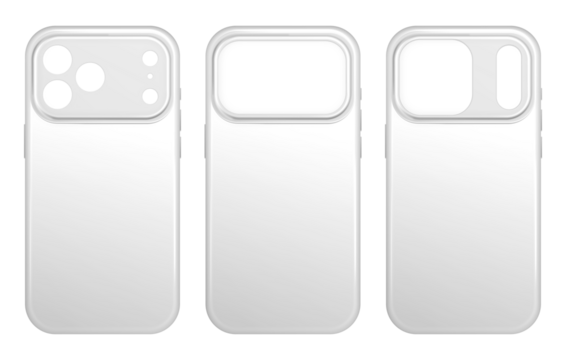 Silicone phone case mockup, white cover, back view, isolated on transparent background. Smartphone accessories ready for logo or pattern 