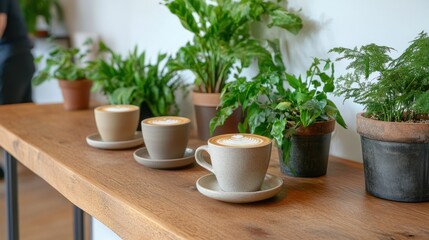 Cozy cafe coffee cups