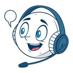 Obraz premium Happy Customer Service Mascot Smiling Avatar with Headset