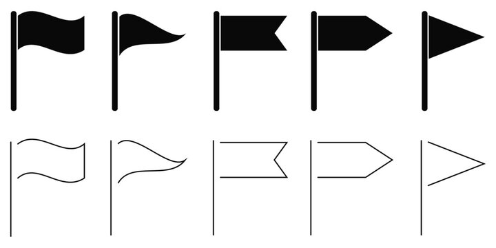 Flags Symbol Vector Icon Collection – National, Decorative, and Directional Flag Icons Set