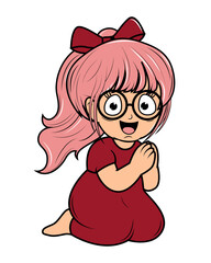 Cute Little Girl Cartoon Illustration