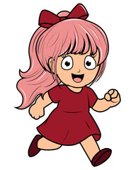 Cute Little Girl Cartoon Illustration