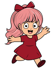 Cute Little Girl Cartoon Illustration