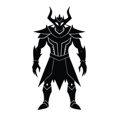 demon warrior with armor logo flat color illustration