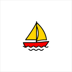 sailboat icon hand drawn illustration artwork