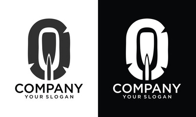 Creative Paddle with letter O icon. Vector canoe paddle. 