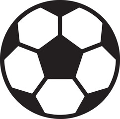 Fototapeta premium Black and white soccer ball icon with pentagon and hexagon panels Keywords: soccer, ball, football, sport