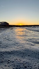 Sea Waves at Sunset on the Shore