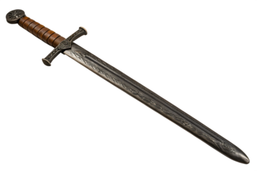 A detailed image of a historical steel sword On White Background