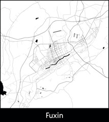 Fototapeta premium Fuxin city map, China - Topographic vector map poster