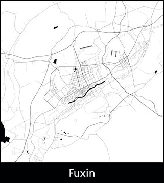 Fuxin city map, China - Topographic vector map poster