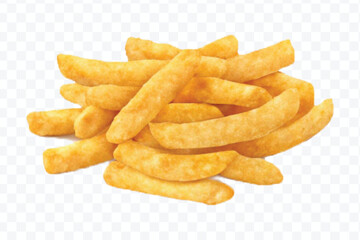 realistic 3d delicious fast food icons (fried chicken,  pizza slice , french fries ) set isolated on transparent background