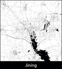 Jining city map, China - Topographic vector map poster